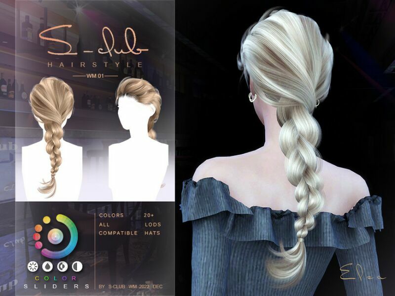 Single Braid Hairstyles (Elsa) By S-Club Sims 4 CC