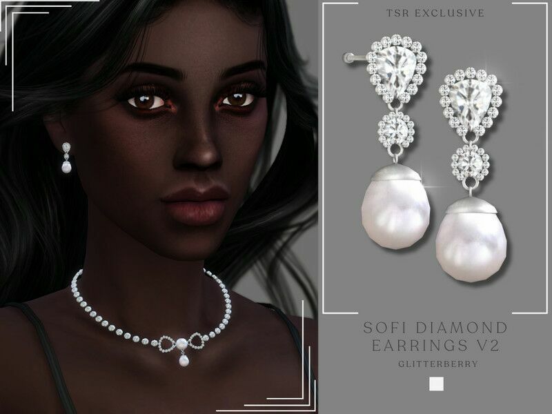 Sofi Diamond Earrings V2 By Glitterberryfly Sims 4 CC