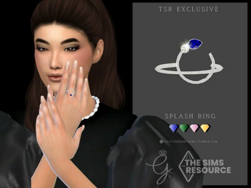 Splash Ring Middle Right Finger By Glitterberryfly Sims 4 CC