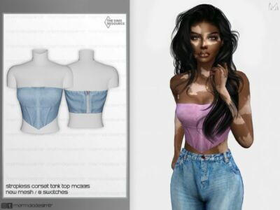 Strapless Corset Tank TOP MC335 By Mermaladesimtr Sims 4 CC