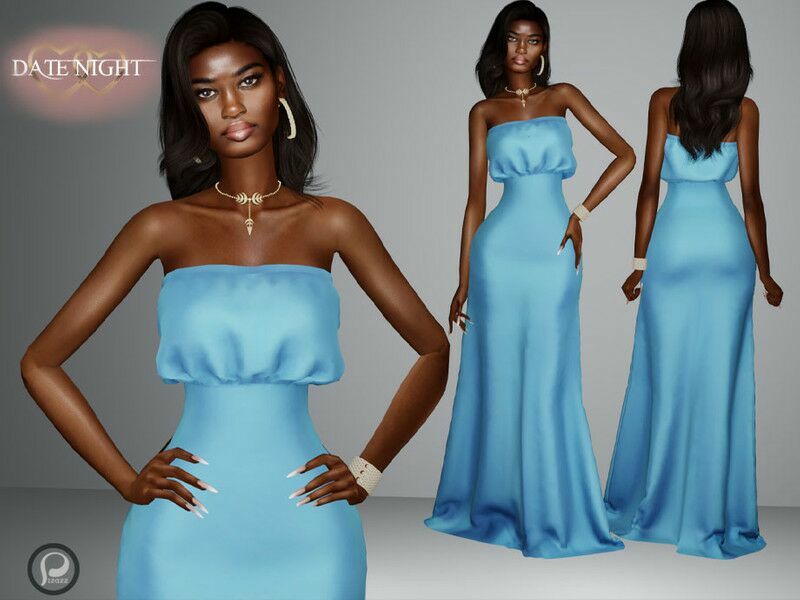 Strapless Silk Evening Dress Sims 4 CC