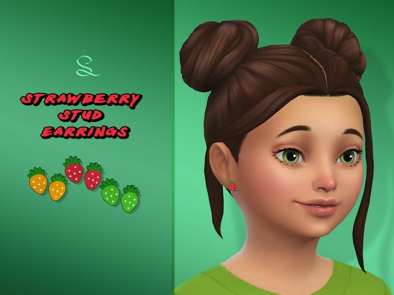 Strawberry Stud Earrings For Kids By Simlasya Sims 4 CC