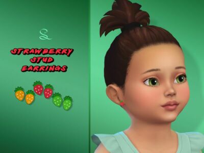 Strawberry Stud Earrings For Toddlers By Simlasya Sims 4 CC