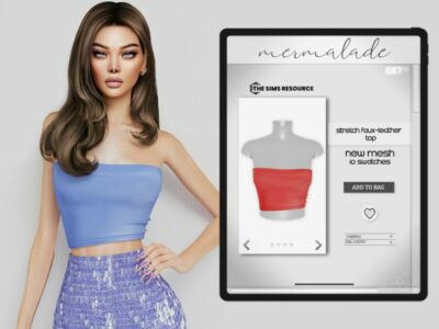 Stretch Faux-Leather TOP MC420 By Mermaladesimtr Sims 4 CC