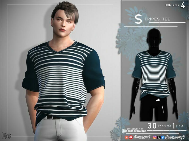 Stripes TEE By Mazero5 Sims 4 CC Download