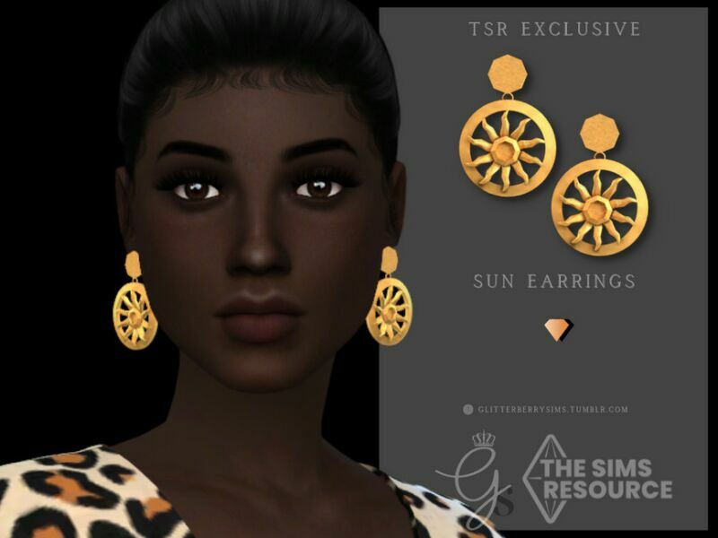 SUN Earrings By Glitterberryfly Sims 4 CC