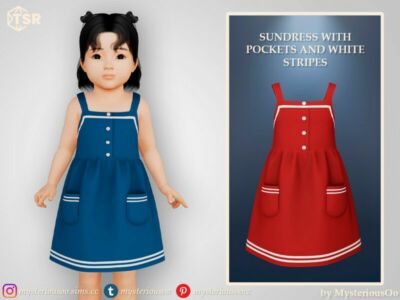 Sundress With Pockets And White Stripes / Toddler Sims 4 CC