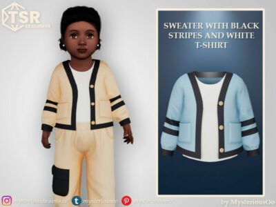 Sweater With Black Stripes And White T-Shirt By Mysteriousoo Sims 4 CC