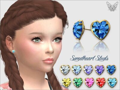 Sweetheart Stud Earrings For Kids By Giulietta Sims 4 CC