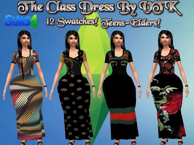 “THE Class Dress” Long Dress By VTK By VTK Sims 4 CC