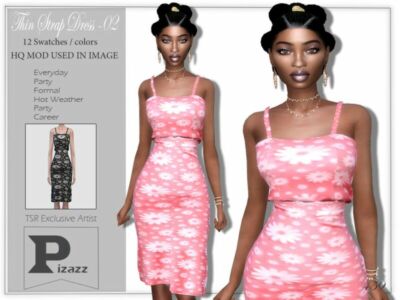 Thin Strap Dress 02 By Pizazz Sims 4 CC