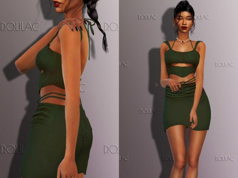 TIE Waist Mini Skirt [SET] DO295 Sims 4 CC