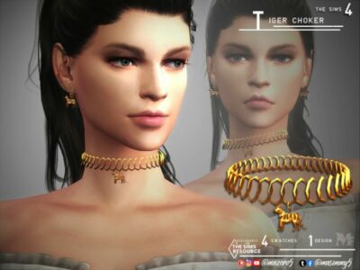 Tiger Choker By Mazero5 Sims 4 CC