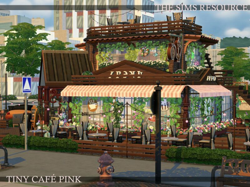 sims 4 cc tiny cafe pink nocc by simzmora 2