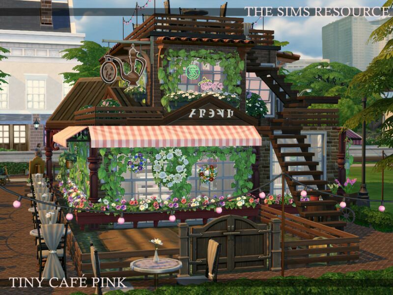 sims 4 cc tiny cafe pink nocc by simzmora 3