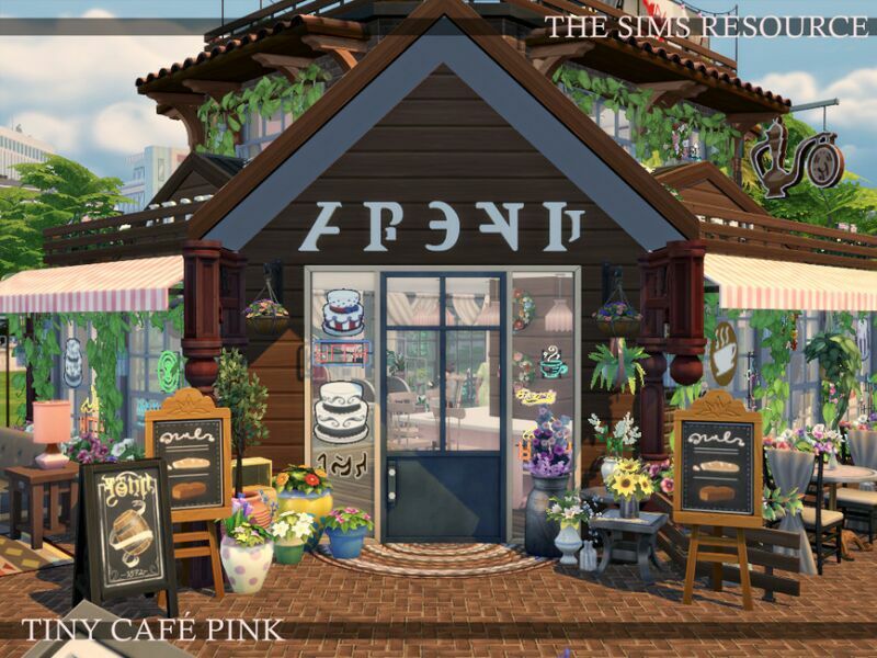 sims 4 cc tiny cafe pink nocc by simzmora 4