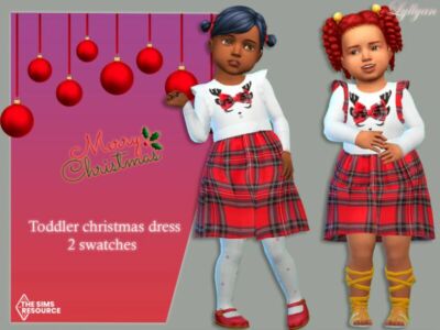 Toddler Christmas Dress By Lyllyan Sims 4 CC