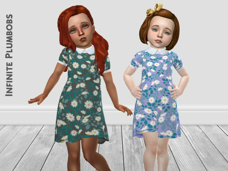 Toddler Collared Floral Dress By Infiniteplumbobs Sims 4 CC