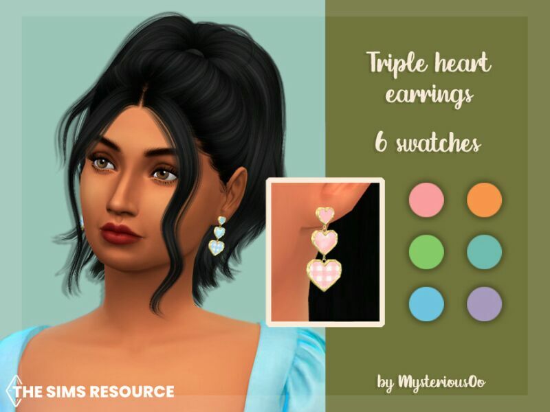 Triple Heart Earrings By Mysteriousoo Sims 4 CC