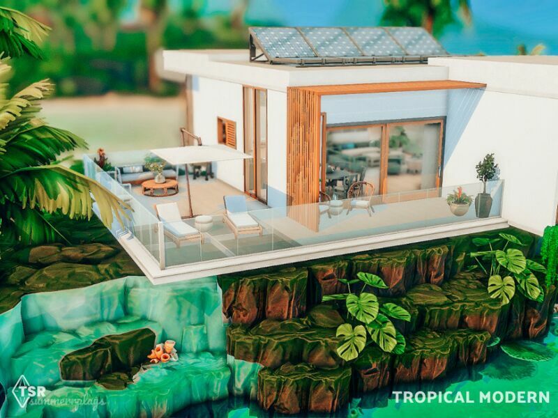 sims 4 cc tropical modern off the grid eco home 2