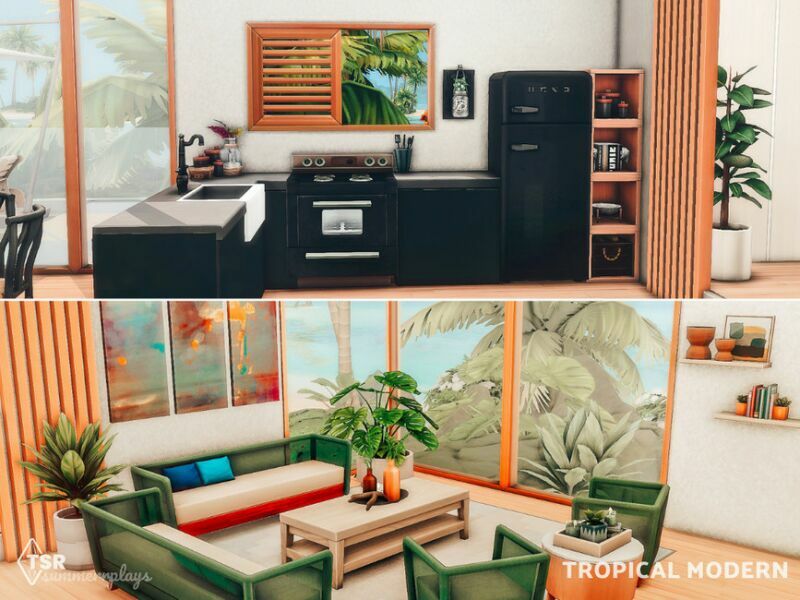 sims 4 cc tropical modern off the grid eco home 4