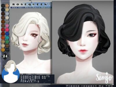 TS4 Female Hairstyle_Rosequeen(Maxis Match) By Kimsimjo Sims 4 CC