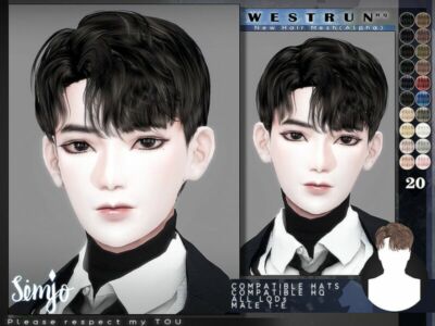 TS4 Male Hairstyle_Westrun By Kimsimjo Sims 4 CC