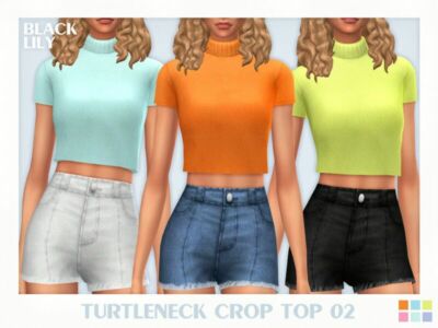 Turtleneck Crop TOP 02 Sims 4 CC