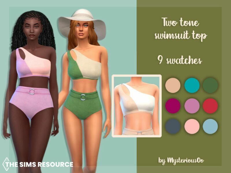 TWO Tone Swimsuit TOP By Mysteriousoo Sims 4 CC