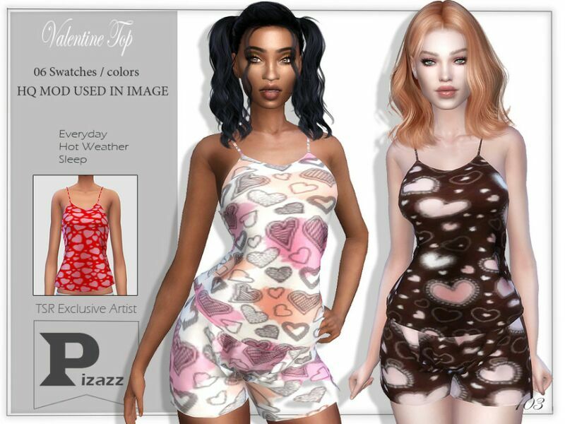 Valentine TOP By Pizazz Sims 4 CC