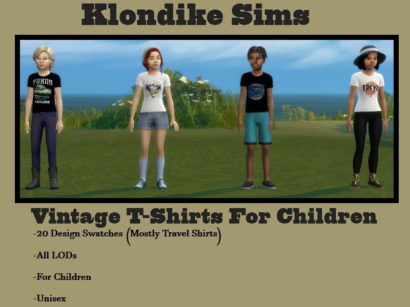 Vintage T-Shirts For Children Sims 4 CC