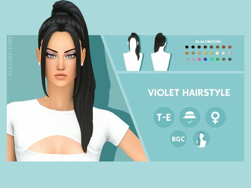 Violet Hairstyle By Simcelebrity00 Sims 4 CC