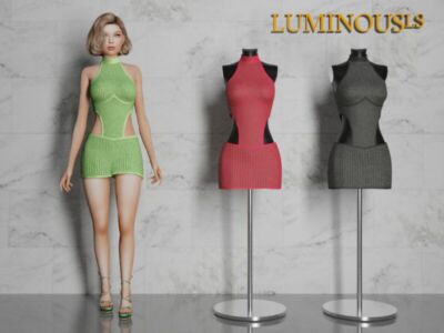 Vrisse Denim Mini Dress By Luminousls Sims 4 CC