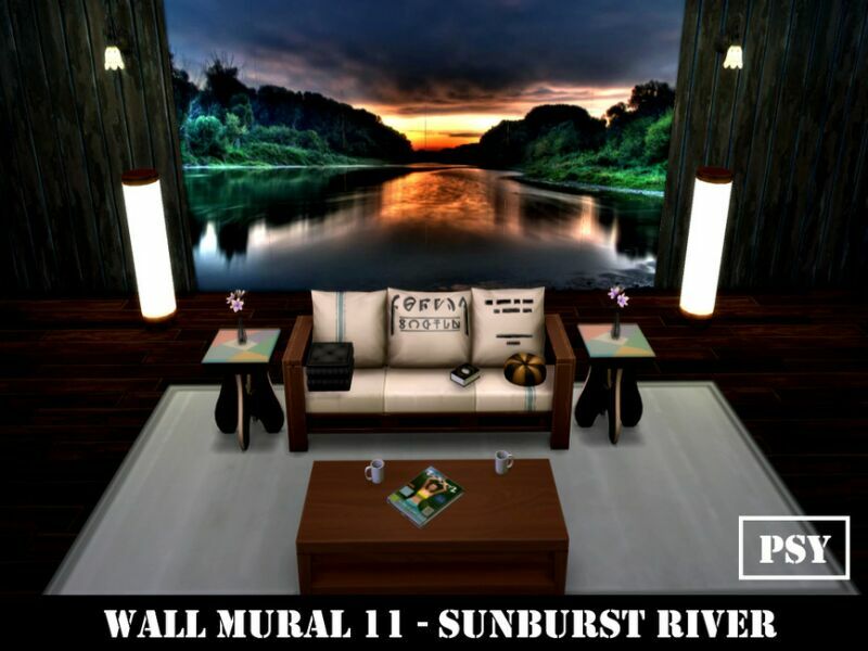 Wall Mural 11 (Sunburst River) By Psychachu Sims 4 CC