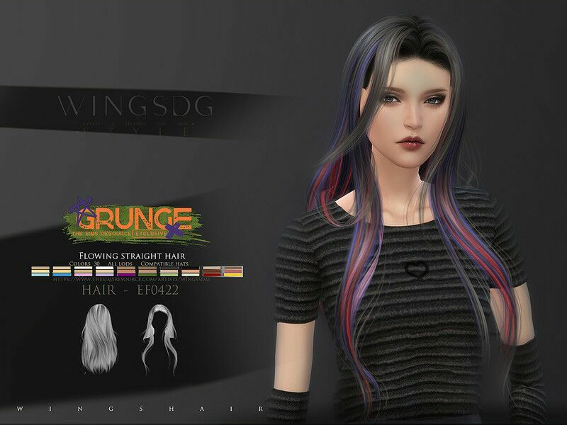 Wings-Ef0422-Flowing Straight Hair By Wingssims Sims 4 CC