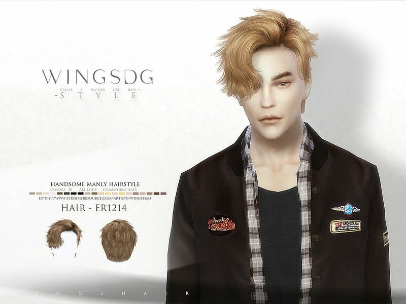 Wings-Er1214-Handsome Manly Hairstyle By Wingssims Sims 4 CC