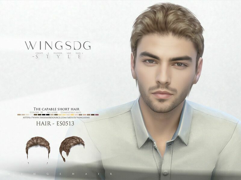 ‘Wings-Es0513-The Capable Short Hair For / Female’ Sims 4 CC