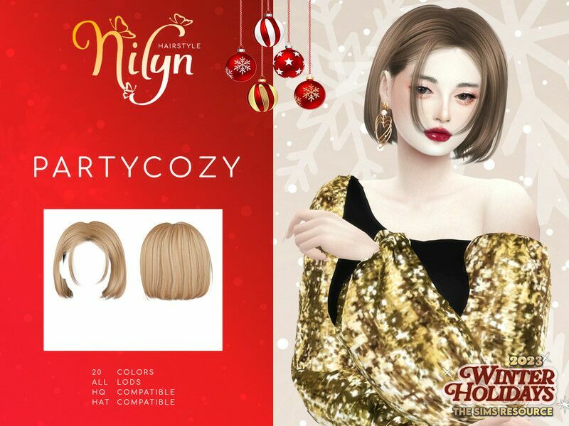 Winter Hollidays 2023 Partycozy Hair Sims 4 CC