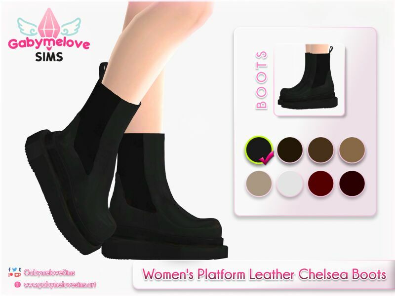 Women’S Platform Leather Chelsea Boots Sims 4 CC