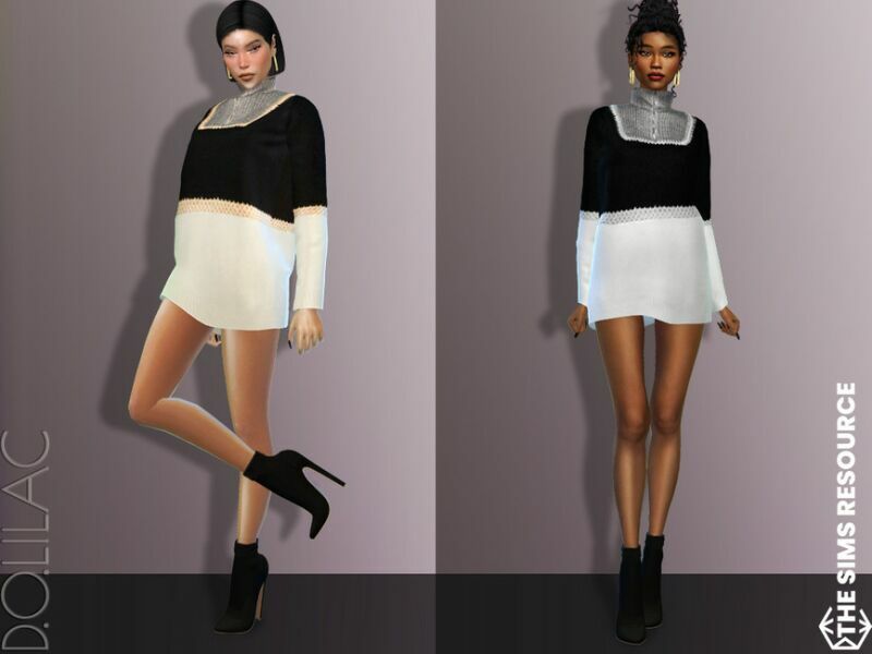 sims 4 cc wool cashmere zip up sweater dress do627 2