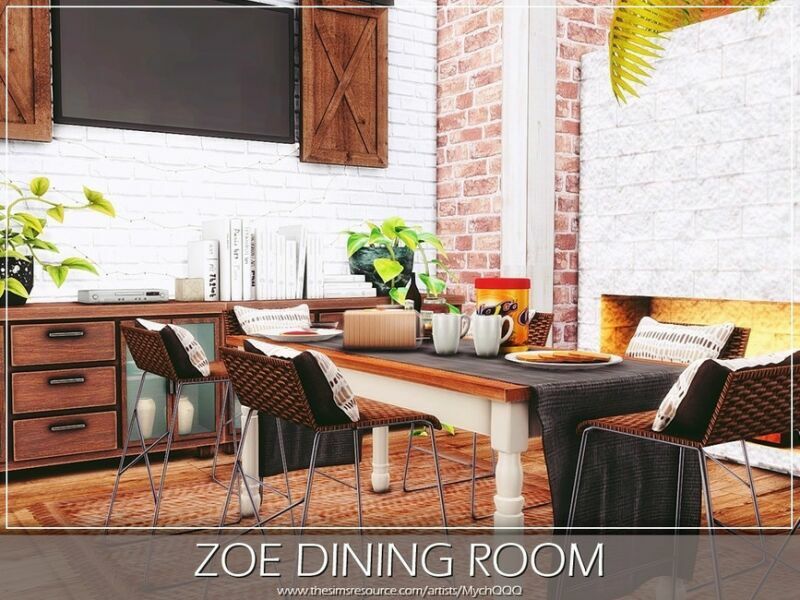 ZOE Dining Room By Mychqqq Sims 4 CC