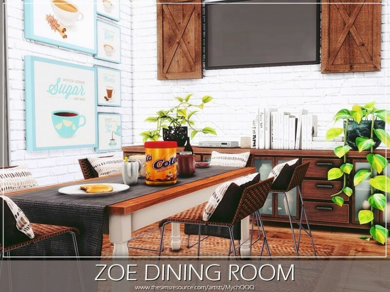 sims 4 cc zoe dining room by mychqqq 2