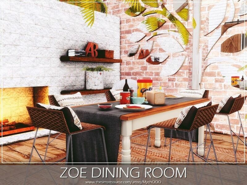 sims 4 cc zoe dining room by mychqqq 3