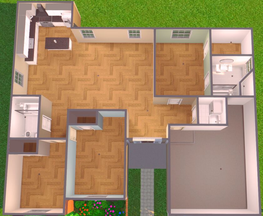 sims 4 cc a modern home that has 3 bedroom 2 bathroom and a 5