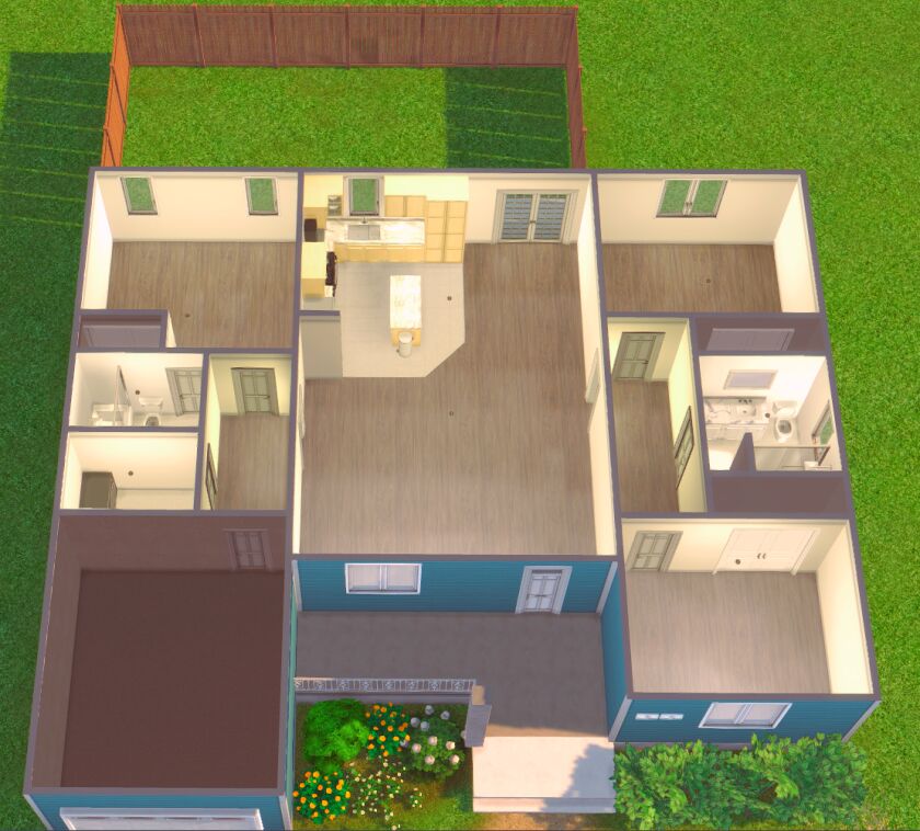 sims 4 cc a small home that has 3 bedroom 2 bathroom a 4