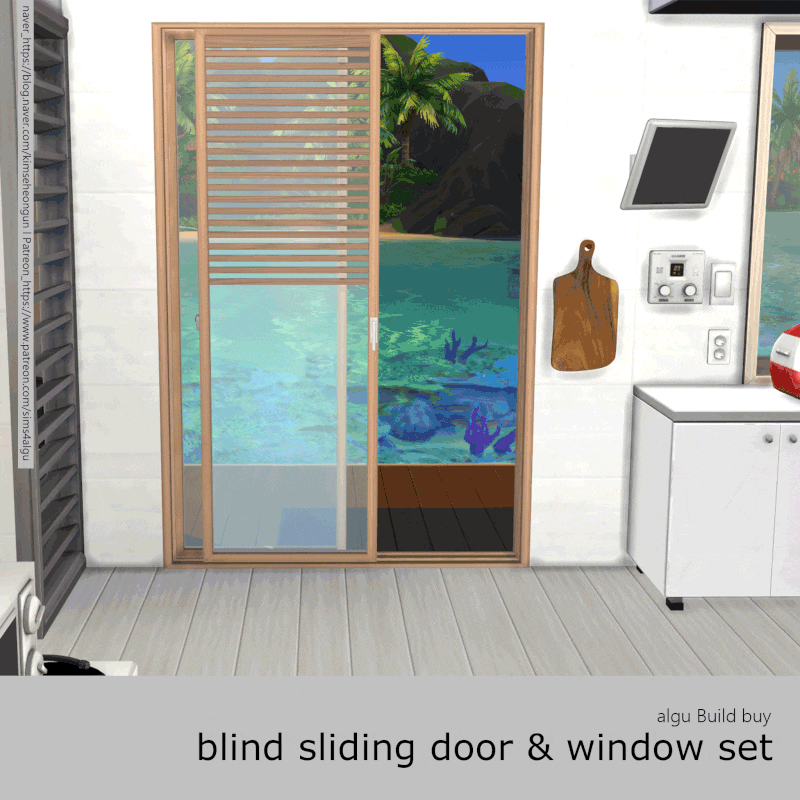 [Algu] Blind Sliding Door & Window Set Sims 4 CC