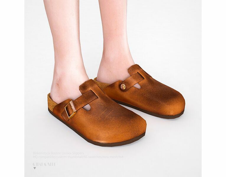 Birkenstock Boston Unisex Slippers By Charonlee Sims 4 CC