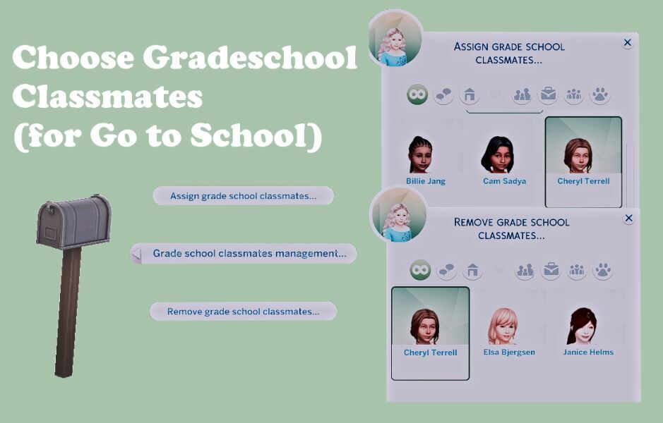 Choose Grade School Classmates (FOR Zerbu’s GO To School V5) Sims 4 CC