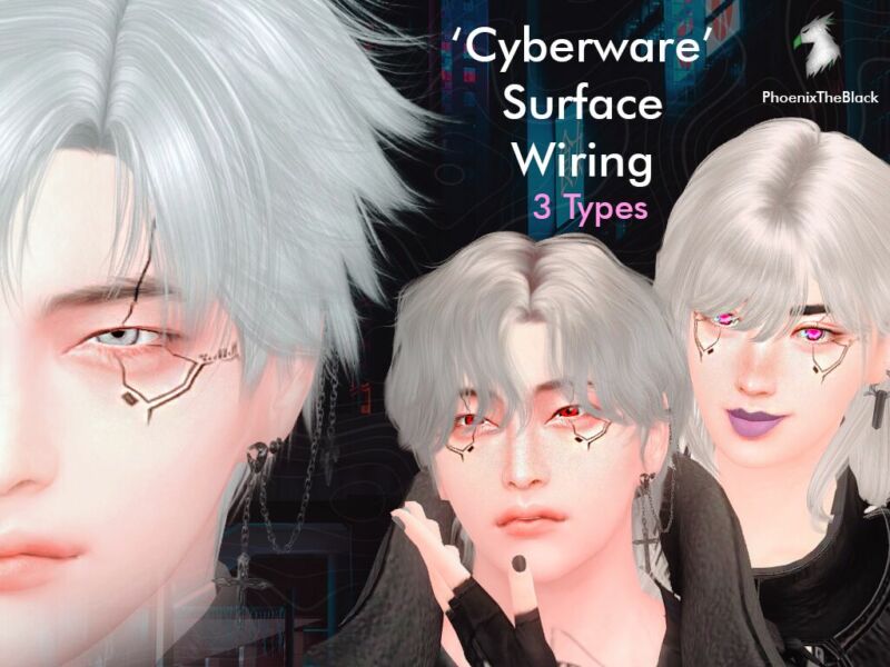 “Cyberware” Face Paint Sims 4 CC