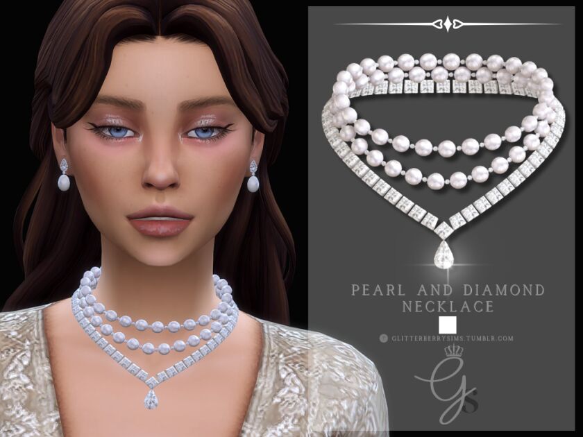 Diamond And Pearl Necklace Sims 4 CC